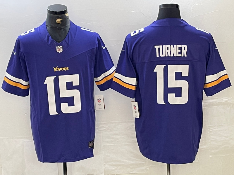 Men's Minnesota Vikings Dallas Turner #15 Purple Jersey